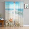 Beach Sky Clouds Coconut Trees Sea Landscape Curtains Tulle For Living Room Bedroom Kitchen Chiffon Sheer Window Treatment Decor