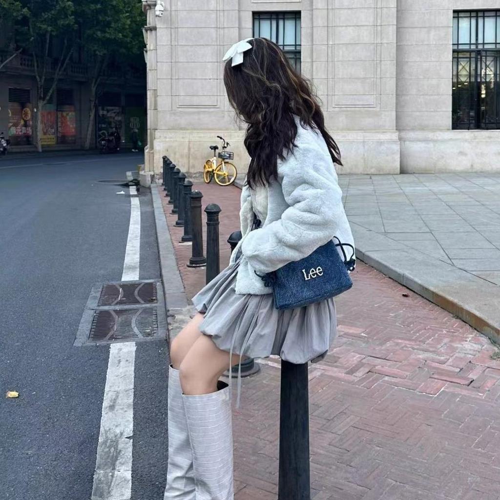 New Lee Denim Shoulder Bag, Adjustable Strap Regular Women's Vintage Denim Blue LE240104M-523