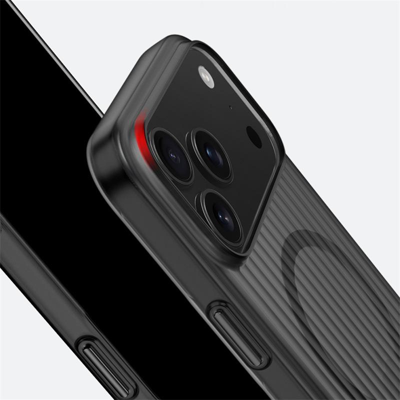 Применимо к чехлу для мобильного телефона iPhone17ProMax, гофрированная решетка, магнитное крепление, Apple 16Pro, Ледяной туман 15, защитный чехол