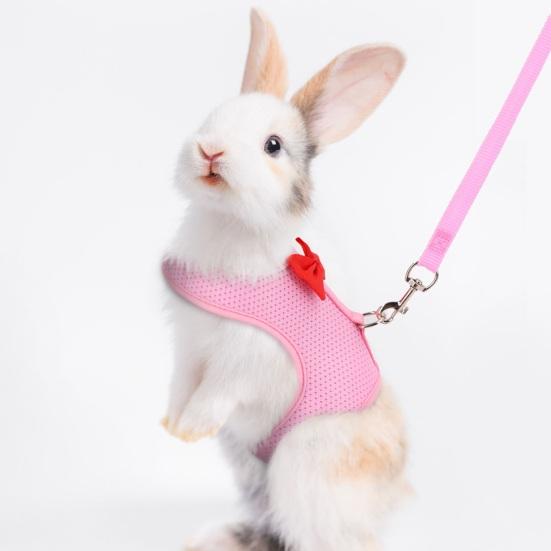 1 Set Pet Harness Leash Stylish Bow Decoration Small Pets Rabbit Traction Harness for Outdoor Walking