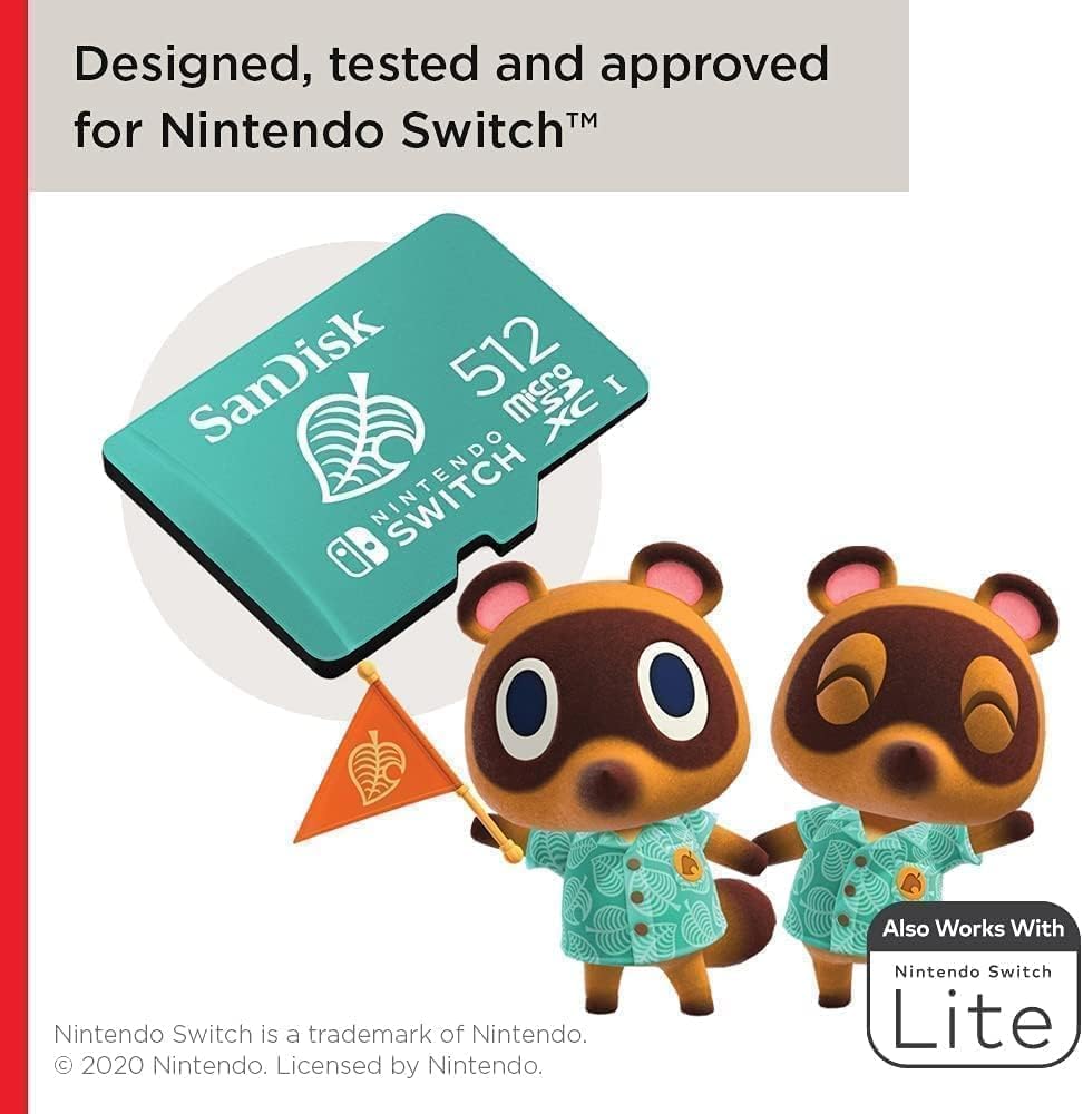 SanDisk microSDXC 512 ГБ Edition Animal Crossing Leaf Nintendo Switch Switch Lite и Switch - UHS-I