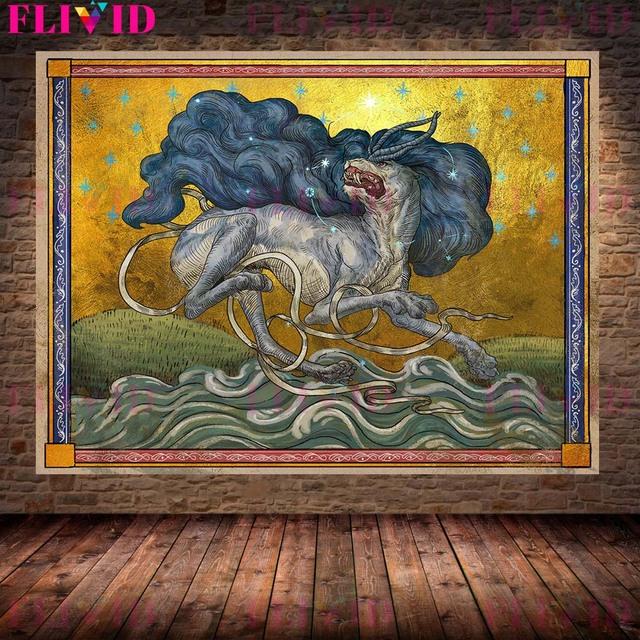 Существа из народных ужасов, настенное искусство в стиле ретро, картины маслом, ретро-искусство, плакаты и печатный домашний декор без рамок