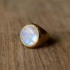 Round Moonstone Ring, Signet Ring for Men Women, 925 Sterling Silver, Handmade Promise Ring