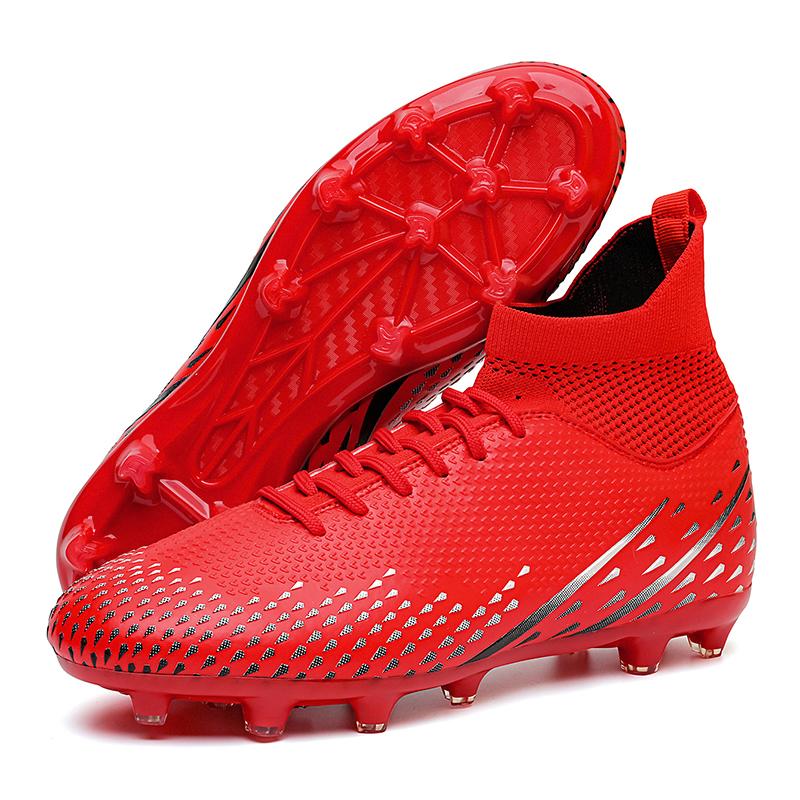 Fashion Men Football Boots Long Spikes High Ankle Soccer Shoes AG/TF Kids Outdoor Grass Cleats Soccer Boots Training Sport Football Shoes