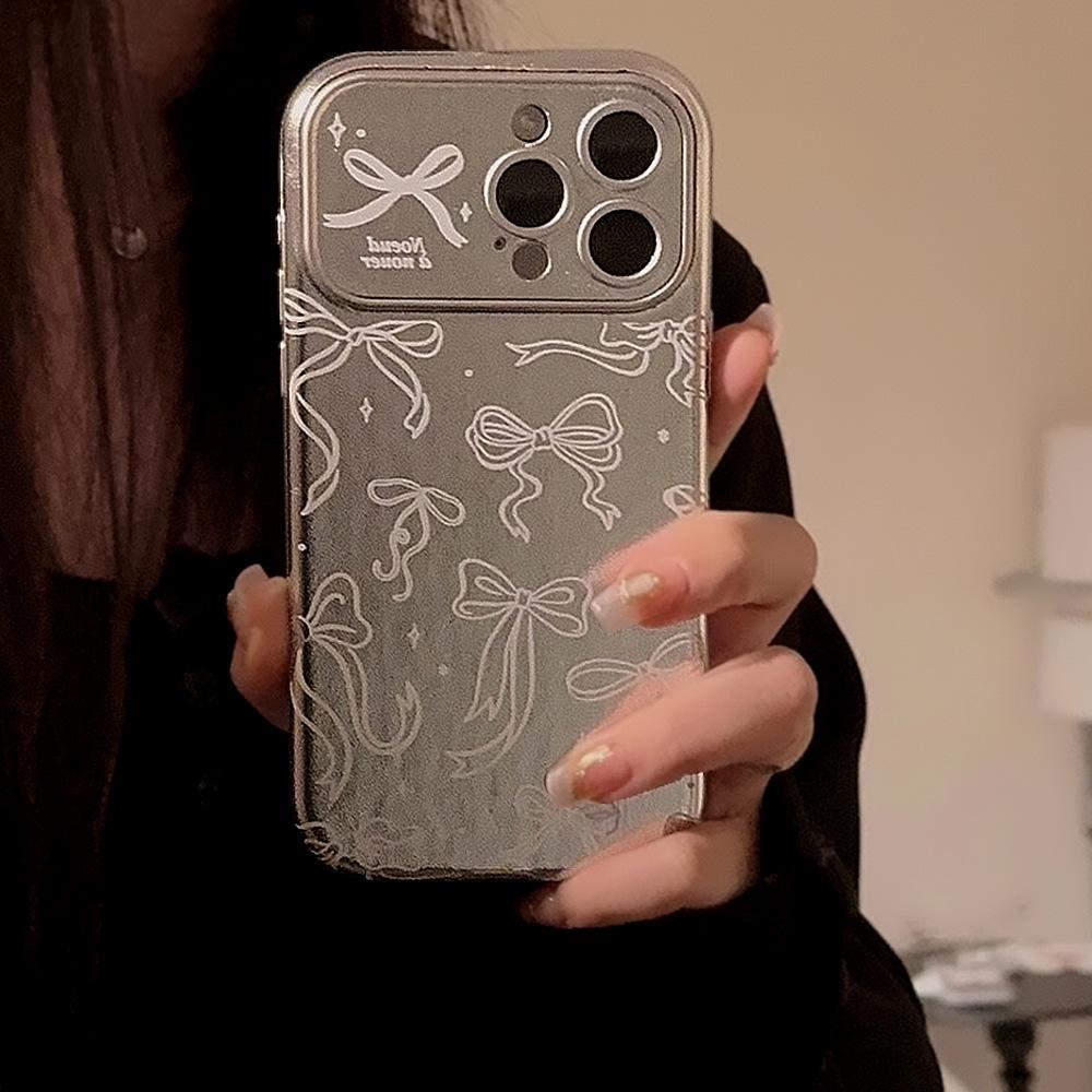 Японский и корейский стиль для iPhone16 для Apple 15 чехол для мобильного телефона 14promax во весь экран бант 17 кожа 12 гальванопокрытие