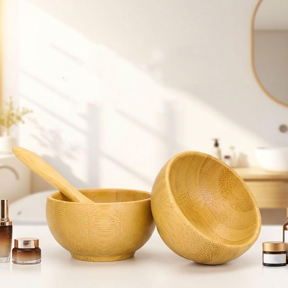 Mini Size Wood Mask Bowl Bamboo Mud Mask Application Tool Bamboo Spatula Spoon Cosmetic Mixing