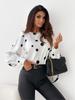2024 Women's Autumn Round Neck Polka Dot Long Sleeve Top