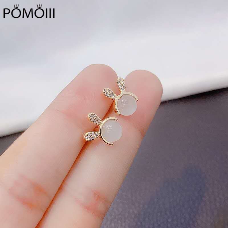 Женские серьги Opal Bunny, чистое серебро, игла с микро-инкрустацией