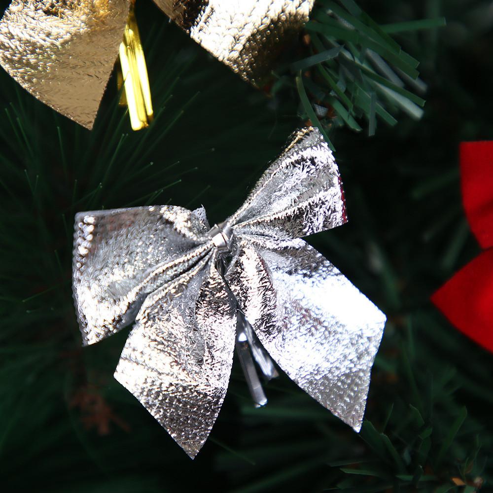 Elegant Christmas Butterfly Bows Pack Of 12 In Vibrant Red Silver And Gold Colors