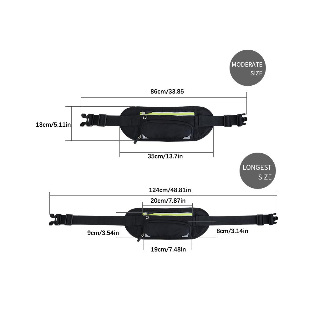 Портативная поясная сумка на молнии Кемпинг Пеший туризм Путешествия Бег Бег трусцой Полиэстеровая поясная сумка Телефон Регулируемая поясная сумка
