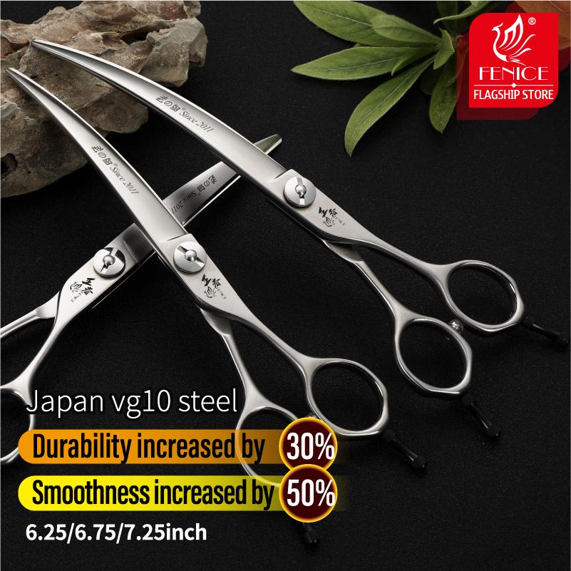 Серия Fenice King JPVG10 6,25/6,75/7,25 дюйма Профессиональные ножницы для груминга домашних собак 38° Изогнутые ножницы для стрижки шерсти животных