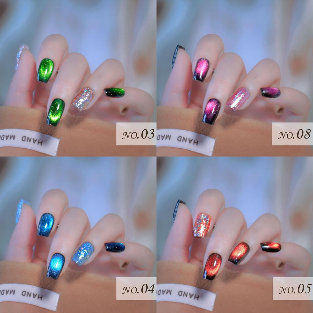 12D Gemstone Cat Eye Glue Bright Meteor Cat Eye Glue Laser Nail Polish Glue Light Therapy Nail Polish