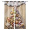 Christmas Tree Beach Shell Sea Star Conch Blackout Curtains For Living Room Bedroom Window Treatment Blinds Drapes