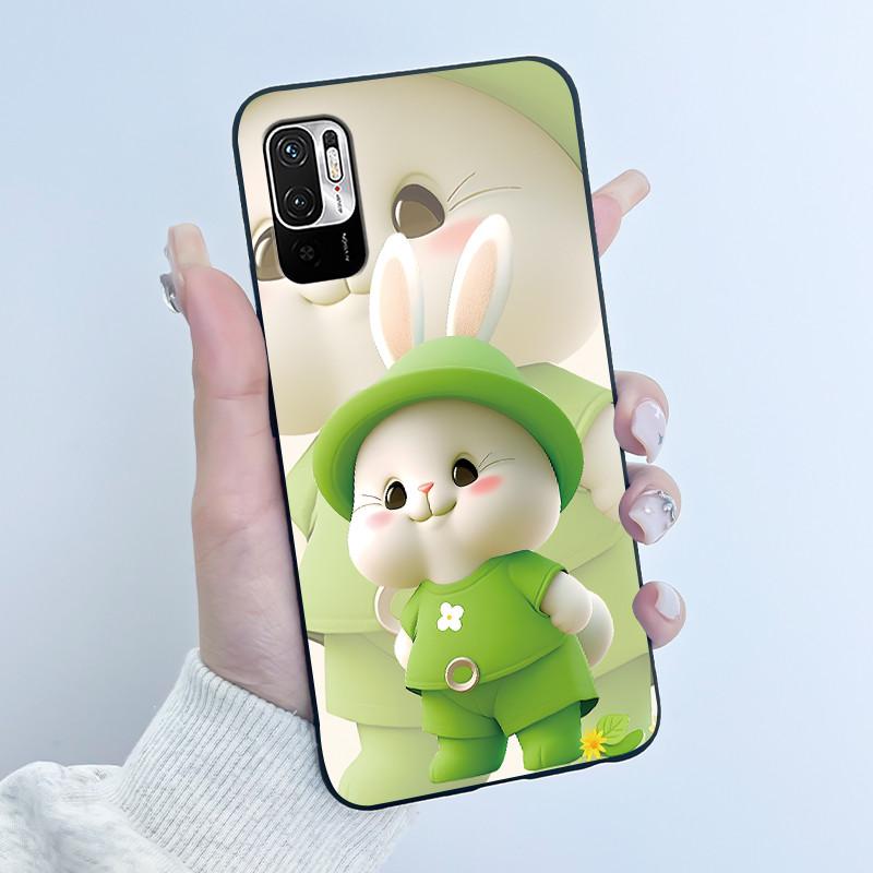 Для Xiaomi Redmi Note 10 JE 10T JE Чехол Милый Кролик с Сердечками Смешной Черный Мягкий Силиконовый Чехол для Телефона Для Redmi Note10 JE Защитный Бампер