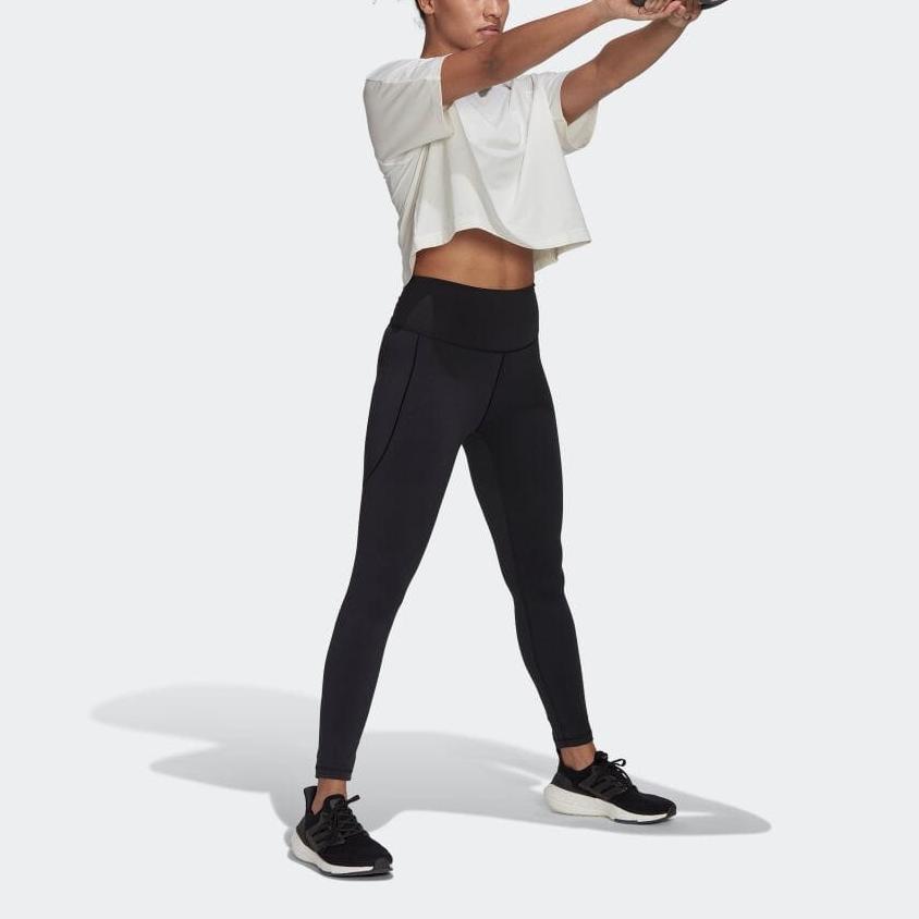 Adidas Однотонная короткая спинка полая тренировочная футболка с коротким рукавом женские топы серо-белые HK2352