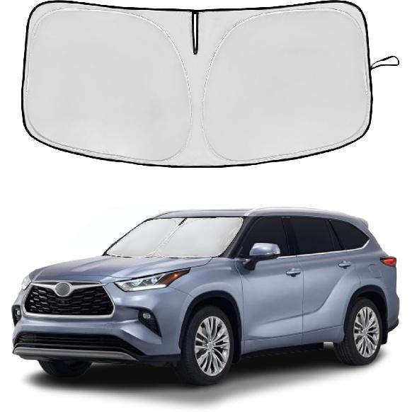 Козырек лобового стекла подходит для Toyota Highlander 2020-2024, двухслойный 240T солнцезащитный козырек на переднее окно, солнцезащитный козырек на заказ, складной солнцезащитный козырек, блок УФ