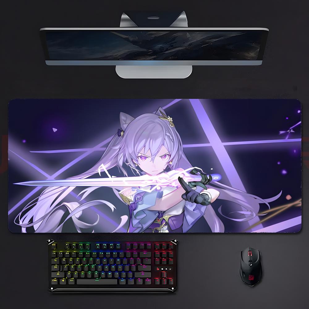 Cool Elegant Game Genshin Impact Keqing Mouse Pad Large Gaming Mousepad With Stitched Edges Thickened Desk Mat Pc