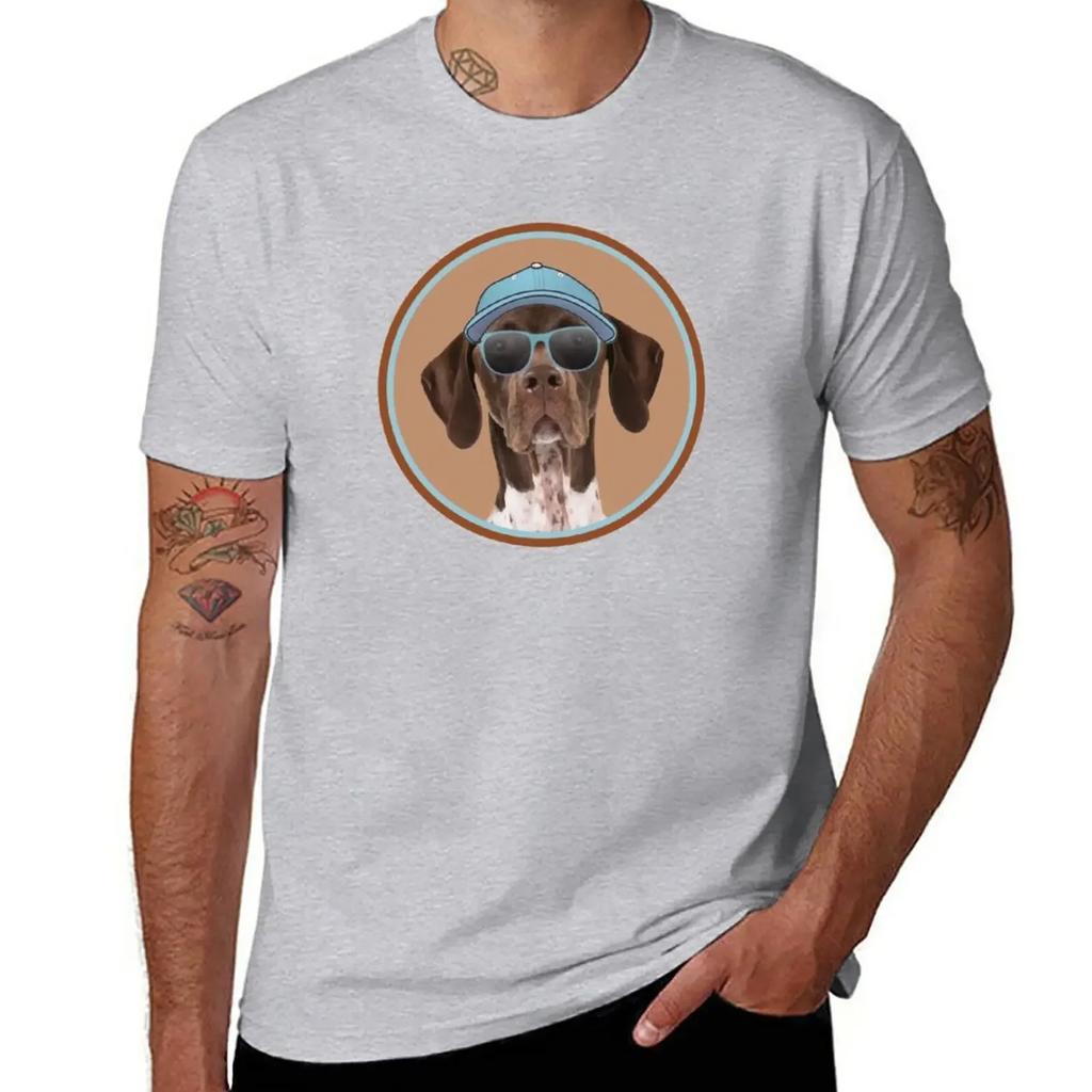 Cool German Shorthaired Pointer in cap and sunglasses! Especially for GSP owners! T-Shirt anime clothes mens tall t shirts