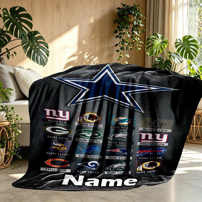 Custom Name Personalized Dallas Cowboys Print Blanket, Home Decor, Bedroom, Sofa, Camping, Couch, Gifts for Birthday ChristmasEnthusiasts
