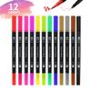 12 цветов Художественные маркеры для раскрашивания Тонкая кисть Двусторонний маркер Художественный магазин для раскрашивания манги Планировщик для рисования Скрапбукинг