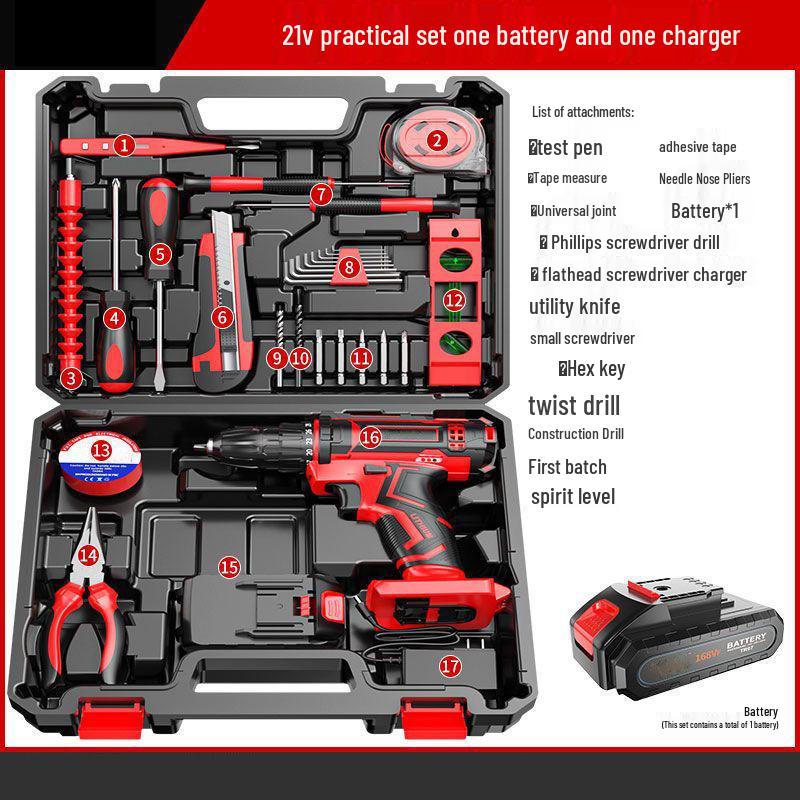 Cordless Multifunctional Drill Set: Electrician & Carpenter Repair Kit with Lithium Battery