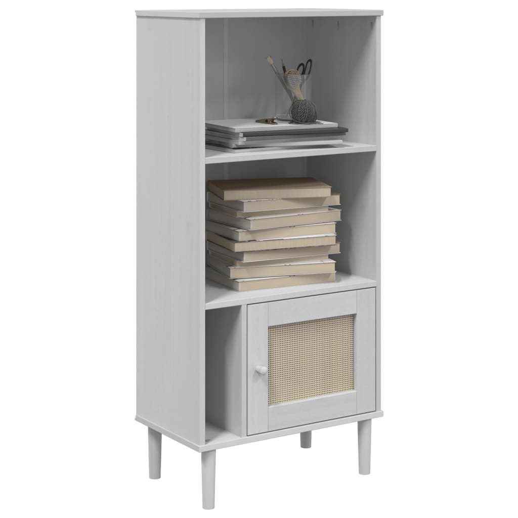 SENJA Bookshelf Rattan Look White 60 x 35 x 130 cm Pine Wood