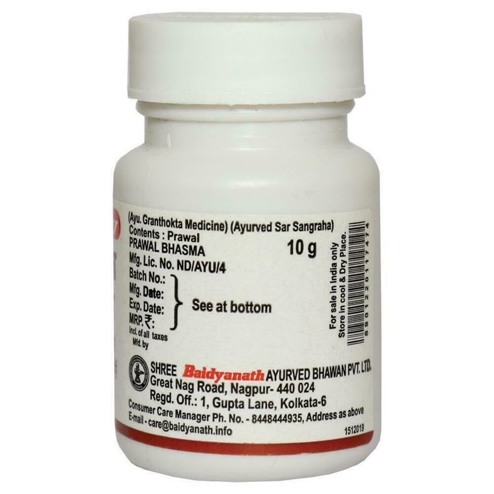 Baidyanath Asli Ayurved Prawal Bhasma 10 Gm Ayurvedic Herbal Supplement for Health Wellness Relief