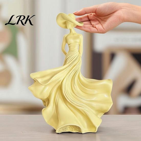 Скульптура из смолы для дома, статуэтка женщины, декор для гостиной, каминной полки, современная изящная резная фигурка женщины, шляпа с широкими полями