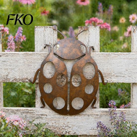 Garden Ladybug Wall Decor Metal for Outside, Cute Ladybugs Yard Art Lawn Artistic Craft Ornaments, Sculptures & Statues, Outdoor Fence Decorations
