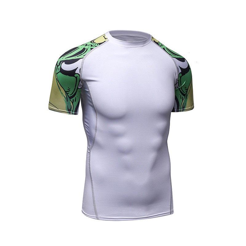 Мужская футболка с широкими плечами и круглым вырезом, спортивный базовый слой, облегающая футболка A038