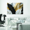 Canvas Print, Gold, Black And White Leaves On A Marble Background