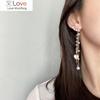 12 см корейские роскошные длинные серьги-клипсы с кристаллами в форме сердца и кисточками, темпераментные длинные серьги-клипсы с жемчугом, без прокола ушей