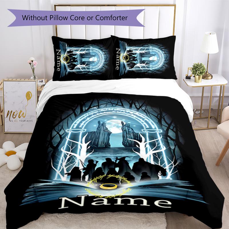3pcs Custom Name The Fellowship of the Ring Bedding Set Duvet Cover Closure Includes 1 Duvet Cover & 2 Pillowcases for All Seasons Bedroom Decor