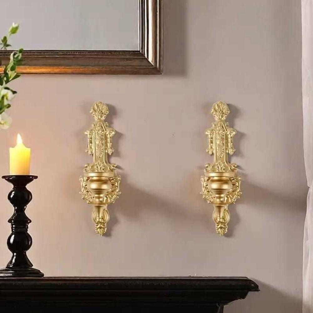 Creative Decorative Wall Mounted Candle Holder Iron Art Carved Nordic Tealight Stand Vintage Metal Candlesticks Living Room