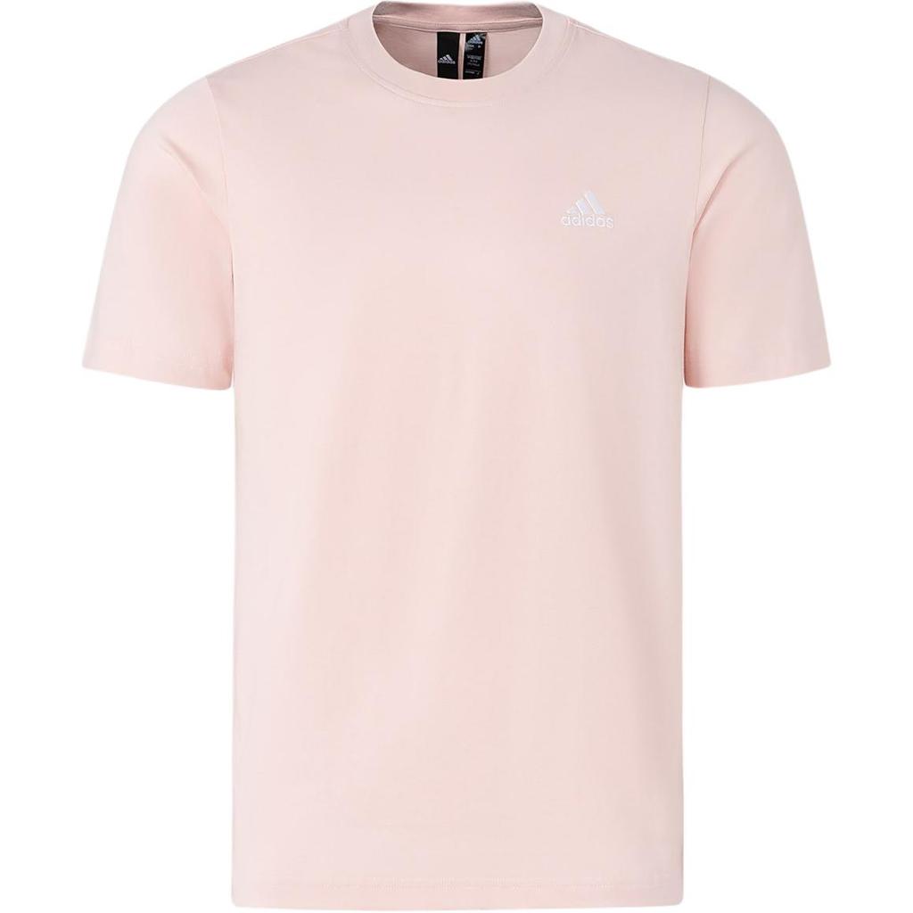 Adidas Solid Color Logo Casual Crew Neck T-Shirt Unisex Tops Pink IT4338