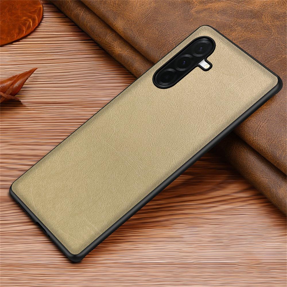 Чехол для Samsung Galaxy S25+ с шелковистой текстурой, покрытие из ПУ-кожи, защитная задняя крышка телефона из ПК и ТПУ