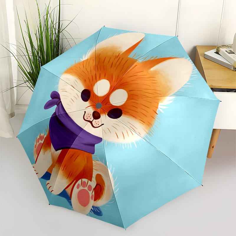 1pc Corgi Scarf Automatic Folding Umbrella, 8-Rib Iron Frame, Casual Outdoor Accessory for Birthday Festival Gifts yy251128193