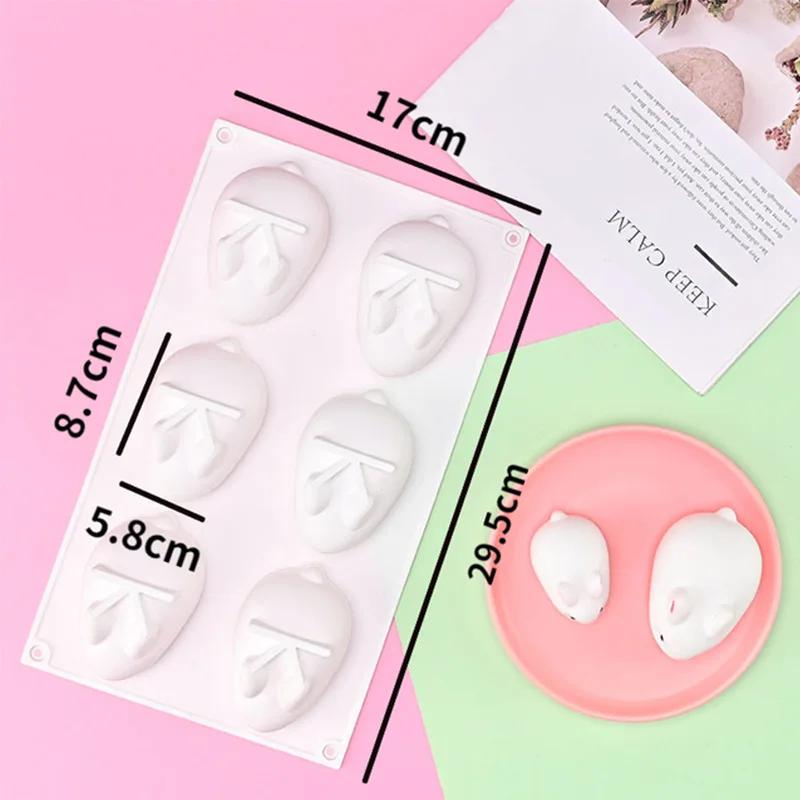 Силиконовая форма для кролика, помадка, кролик, форма для шоколадного торта, 6-гнездная, форма для муссового торта, украшения, десерта, выпечки, поделки своими руками, подарки