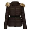 Women's Winter New Fashion Casual Slim Cotton Jacket Faux Fur Collar and Hooded Hooded Warm Jacket Coat Pu Leather Zipper