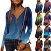 Женская рубашка Блузка Повседневные рубашки с принтом Длинный рукав V-образный вырез Футболка на молнии Пуловер Топы