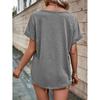 Summer Women's T-shirt V-neck Button Short Sleeve Top