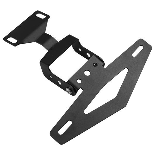 Foldable Adjustable Metal License Plate Holder, Black, Short Tail Design for Motorcycles