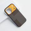 Керамический Чехол-Книжка с Имитацией Кожи для iPhone 17 Pro Max Контрастный Цвет Металлический Защитный Кольцо Камеры Точные Вырезы Защитная Крышка