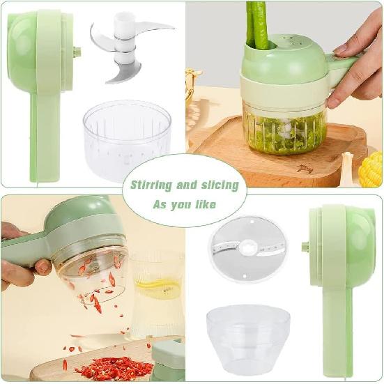 Electric Vegetable Cutter Set - 4 In 1 Portable, Rechargeable, Wireless Food Processor & Chopper Machine for Pepper, Garlic, Onion, Celery & Meat