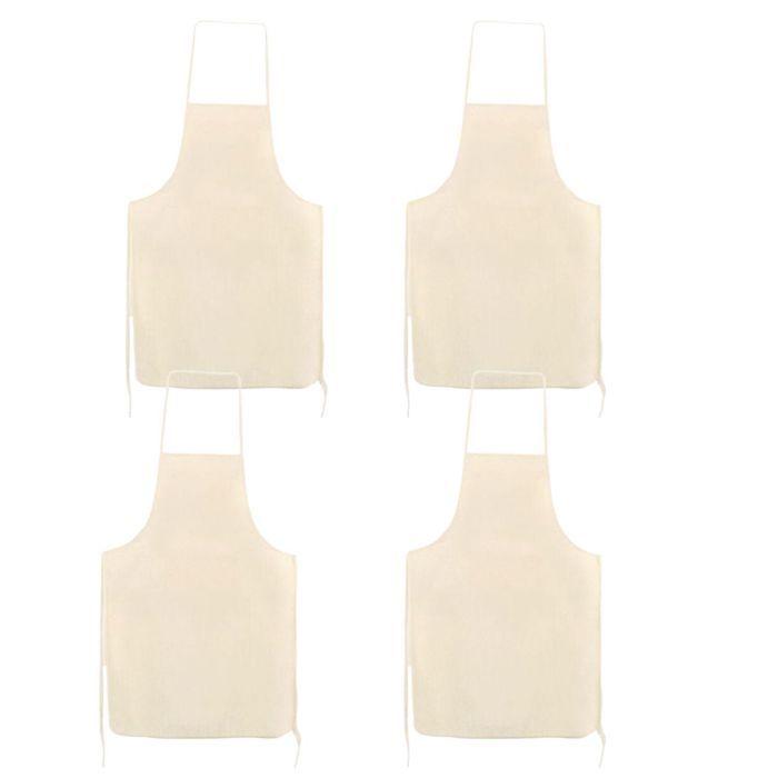 4 tabliers adulte en coton blanc cassé 90 x 60 cm