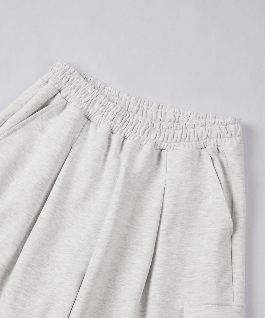 TOPBOY Heavy Duty One-Pleat Cargo Training Shorts White Melange