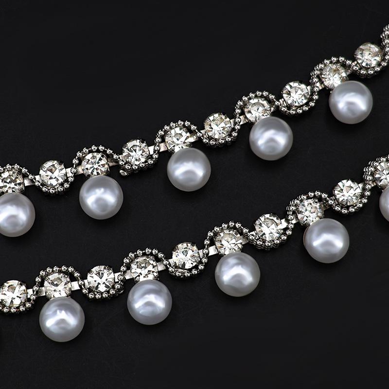 Жемчужная и бриллиантовая стразовая цепочка для DIY одежды и аксессуаров
