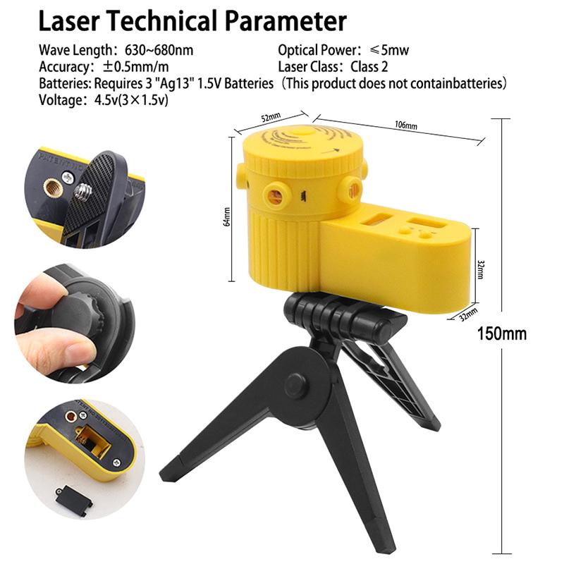 4 In 1 Laser Level Multifunction Household Level Ruler Measuring Laser Ruler With Rotate Tripod Ertical Horizontal Level Tools