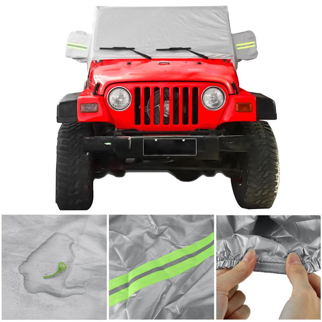 210D черный/серебристый получехол для автомобиля, защита от солнца, наружная защита для Jeep Wrangler TJ 2 двери, водонепроницаемый, пылезащитный, солнцезащитный чехол для автомобиля, УФ-аксессуары для экстерьера