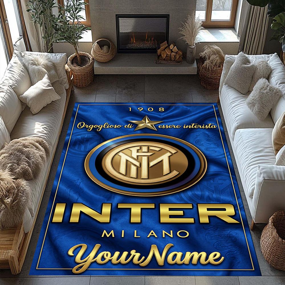 Inter Milan Personalized Text Area Rug Perfect for Dining Room Entryway Bedrooms Hallway Antislip Carpet Decorate Offices